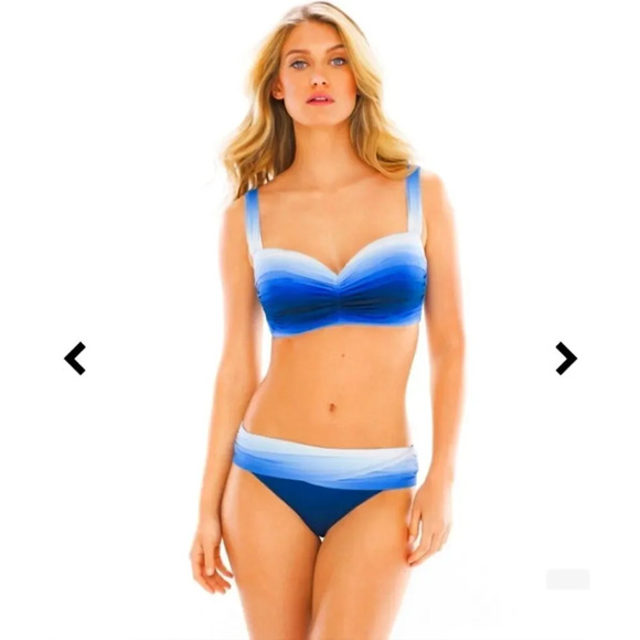 Bleu Rod Beattie Women's Shirred Underwire blue ombre Bikini D-Cup Top size 38 - Picture 11 of 12